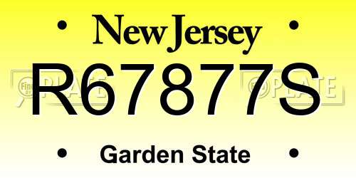 R67877S New Jersey License Plate