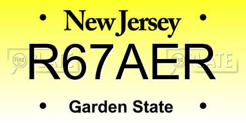 R67AER New Jersey License Plate