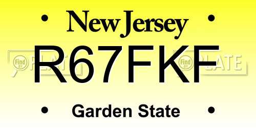 R67FKF New Jersey License Plate