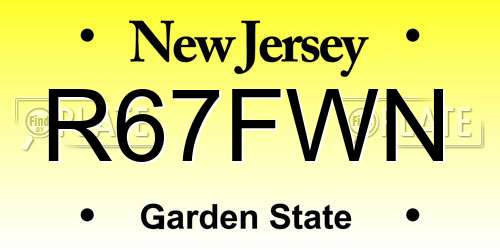 R67FWN New Jersey License Plate
