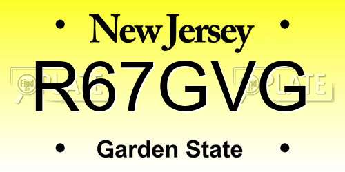 R67GVG New Jersey License Plate