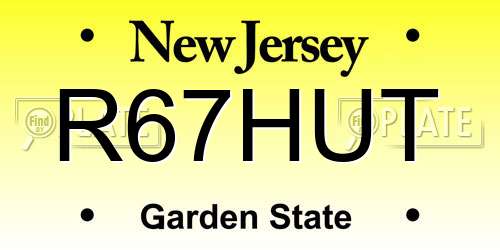 R67HUT New Jersey License Plate