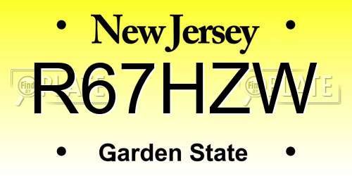 R67HZW New Jersey License Plate