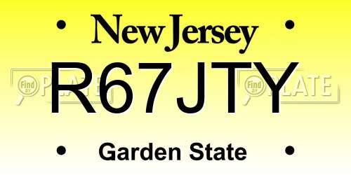 R67JTY New Jersey License Plate