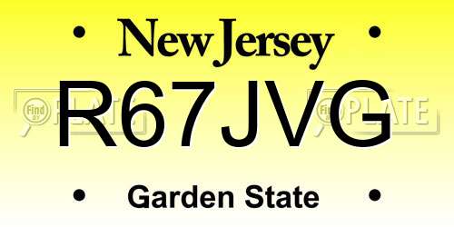 R67JVG New Jersey License Plate