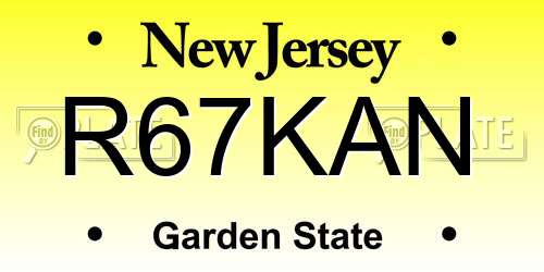 R67KAN New Jersey License Plate