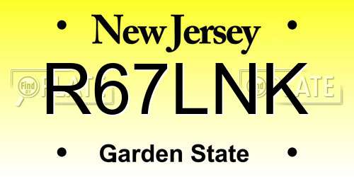 R67LNK New Jersey License Plate