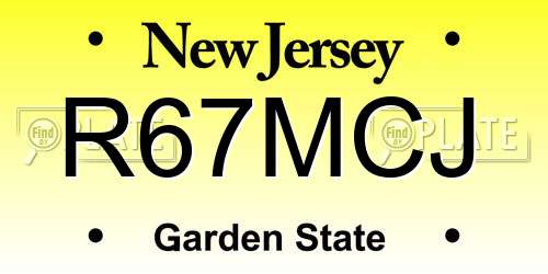 R67MCJ New Jersey License Plate