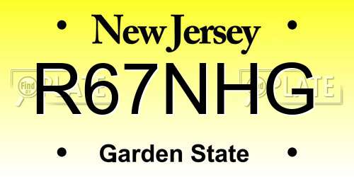 R67NHG New Jersey License Plate