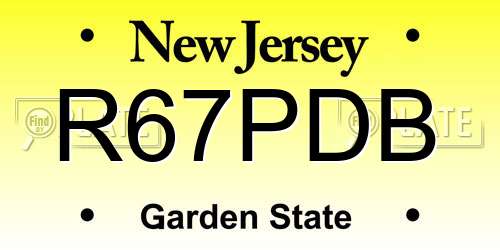 R67PDB New Jersey License Plate