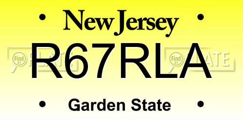 R67RLA New Jersey License Plate
