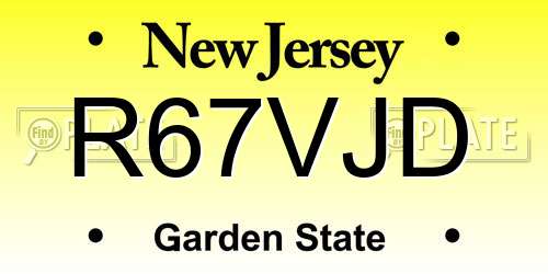 R67VJD New Jersey License Plate