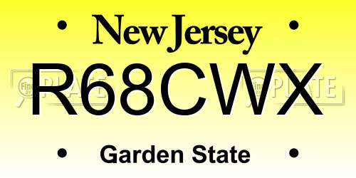 R68CWX New Jersey License Plate