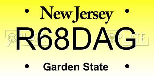R68DAG New Jersey License Plate