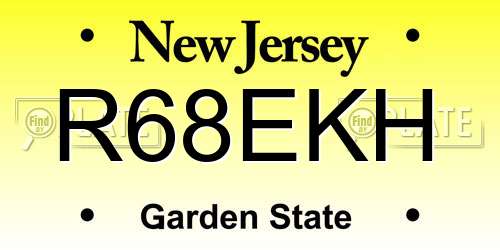 R68EKH New Jersey License Plate