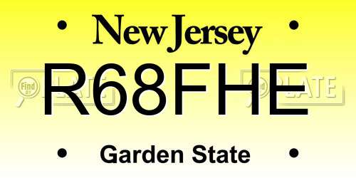 R68FHE New Jersey License Plate