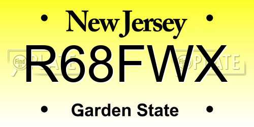 R68FWX New Jersey License Plate
