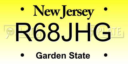 R68JHG New Jersey License Plate