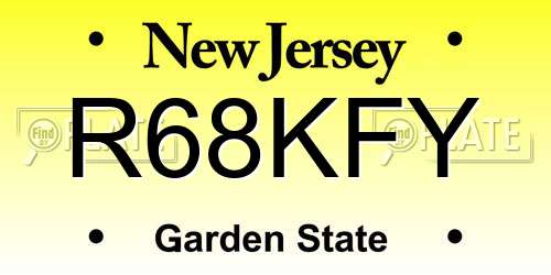 R68KFY New Jersey License Plate