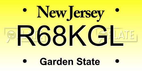 R68KGL New Jersey License Plate
