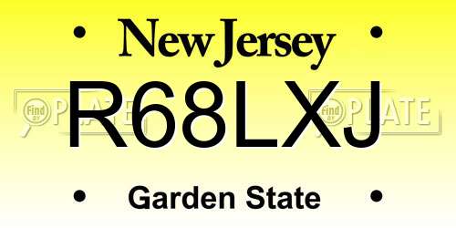 R68LXJ New Jersey License Plate