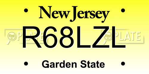 R68LZL New Jersey License Plate