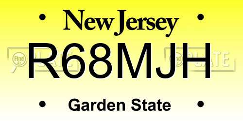 R68MJH New Jersey License Plate
