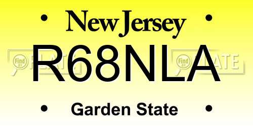 R68NLA New Jersey License Plate