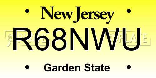 R68NWU New Jersey License Plate