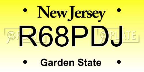 R68PDJ New Jersey License Plate