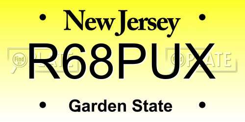 R68PUX New Jersey License Plate