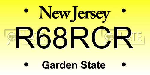 R68RCR New Jersey License Plate