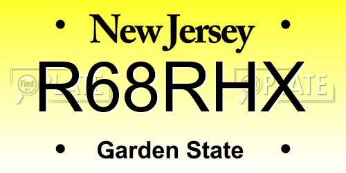R68RHX New Jersey License Plate