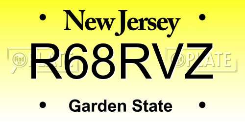 R68RVZ New Jersey License Plate
