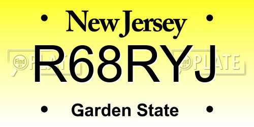 R68RYJ New Jersey License Plate
