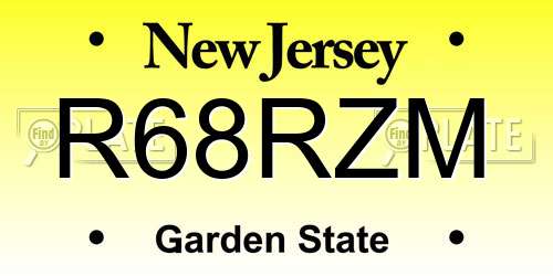 R68RZM New Jersey License Plate