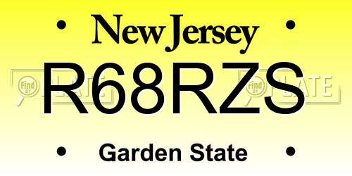 R68RZS New Jersey License Plate
