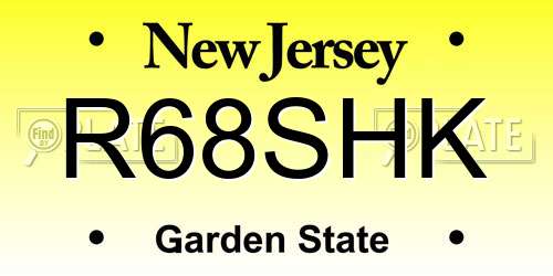 R68SHK New Jersey License Plate