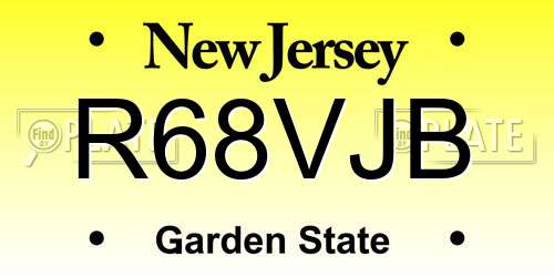 R68VJB New Jersey License Plate