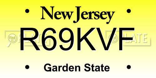 R69KVF New Jersey License Plate