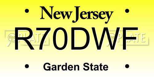 R70DWF New Jersey License Plate