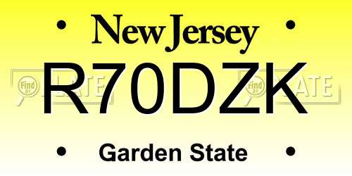 R70DZK New Jersey License Plate