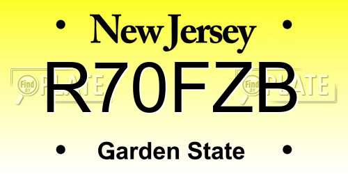 R70FZB New Jersey License Plate