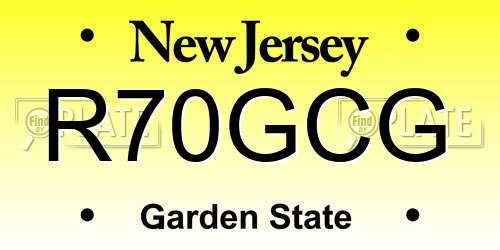 R70GCG New Jersey License Plate