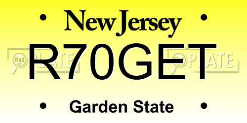 R70GET New Jersey License Plate