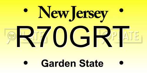 R70GRT New Jersey License Plate