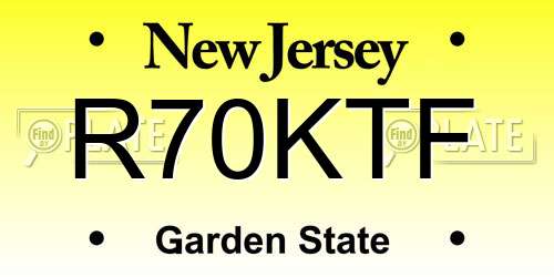 R70KTF New Jersey License Plate