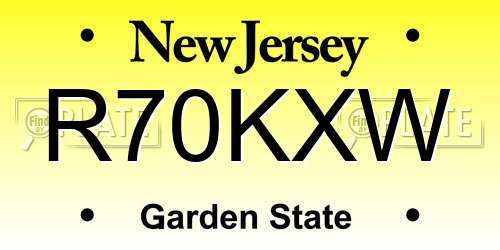 R70KXW New Jersey License Plate