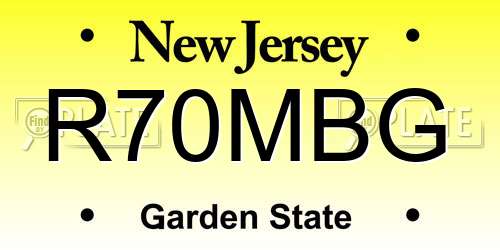 R70MBG New Jersey License Plate