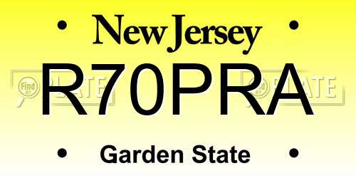 R70PRA New Jersey License Plate